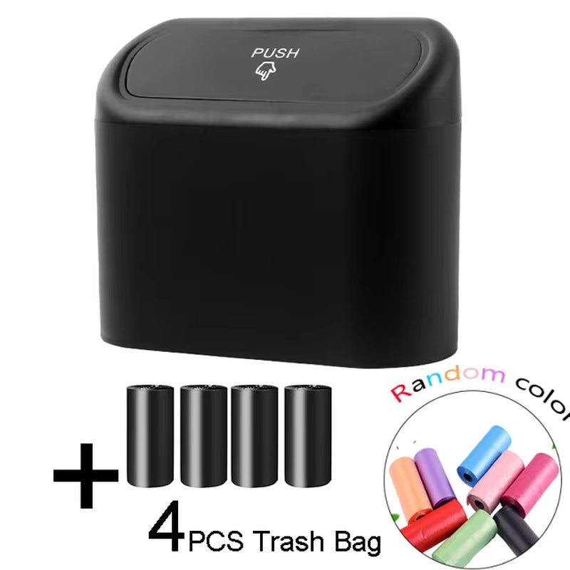 Portable Mini Car Trash Can with Lid - Versatile Wastebasket for Home, Office, and Automotive Use
