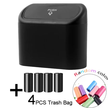 Portable Mini Car Trash Can with Lid - Versatile Wastebasket for Home, Office, and Automotive Use