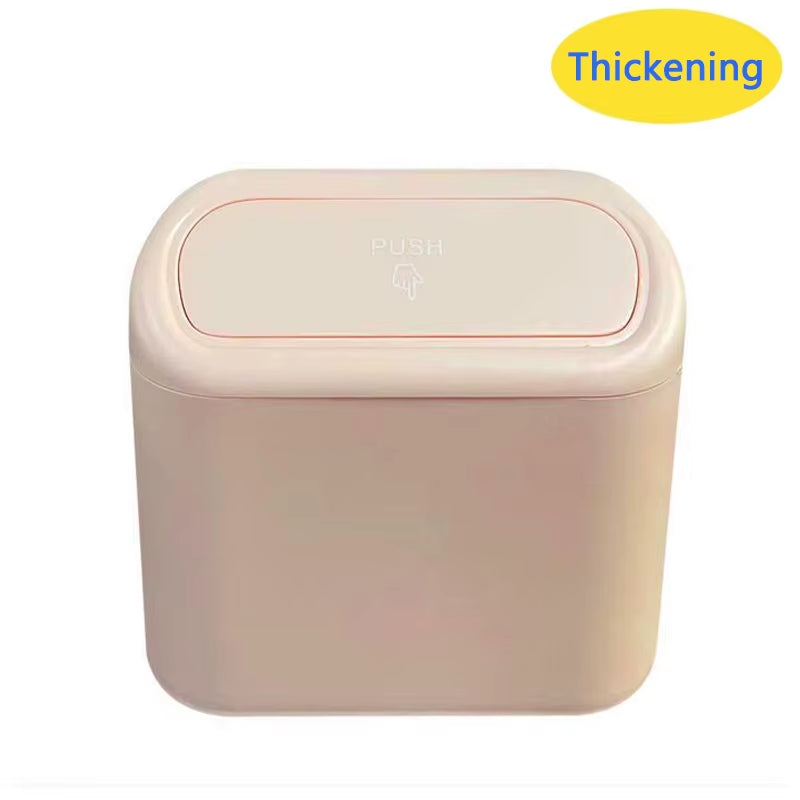 Portable Mini Car Trash Can with Lid - Versatile Wastebasket for Home, Office, and Automotive Use
