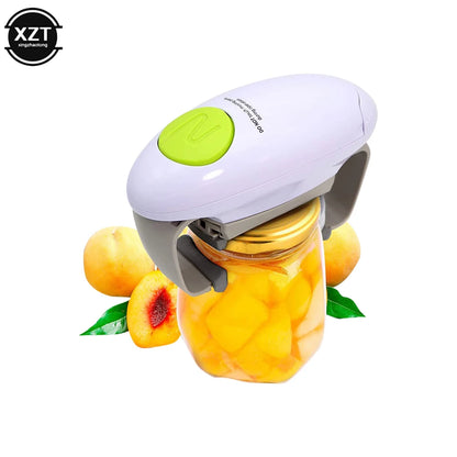 Automatic Electric Can Opener with Smooth Edge - Practical Double Ear Design for Jars and Bottles - Kitchen Glass Can Opener