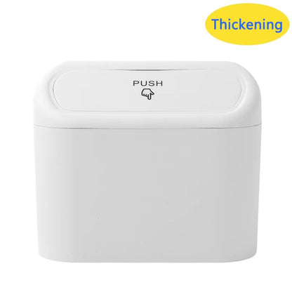 Portable Mini Car Trash Can with Lid - Versatile Wastebasket for Home, Office, and Automotive Use