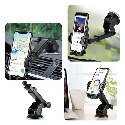 Multifunctional Car Phone Holder for Dashboard, Windshield, and Air Vent - Compatible with iPhone, Samsung, and Xiaomi