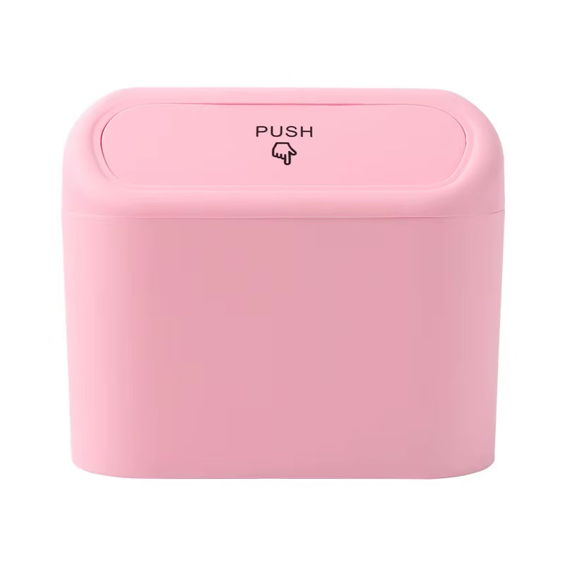 Portable Mini Car Trash Can with Lid - Versatile Wastebasket for Home, Office, and Automotive Use