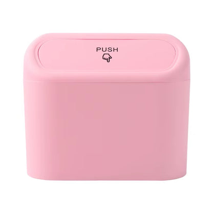 Portable Mini Car Trash Can with Lid - Versatile Wastebasket for Home, Office, and Automotive Use